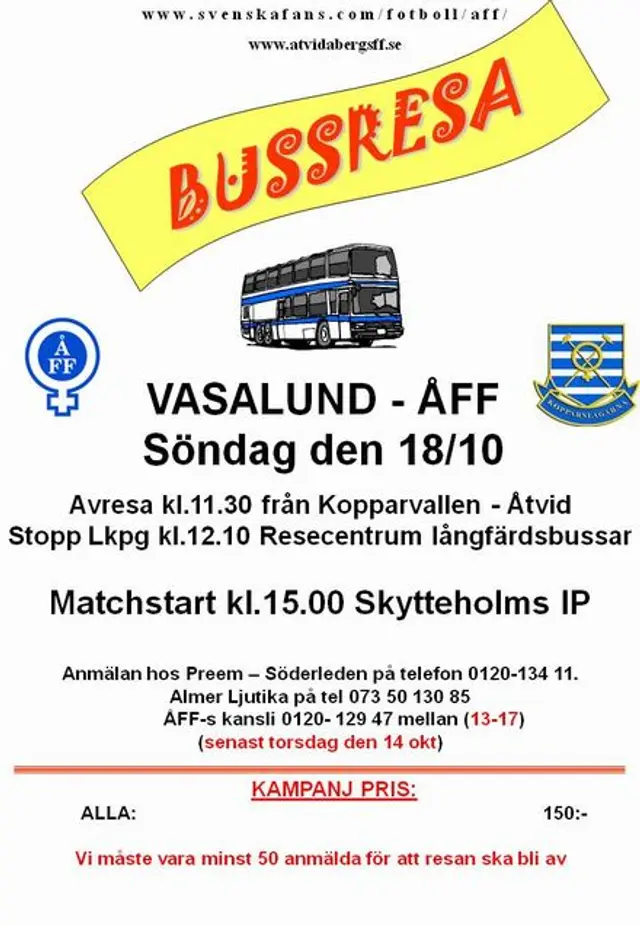 Bussresa till Vasalund *Klart med en femte buss*