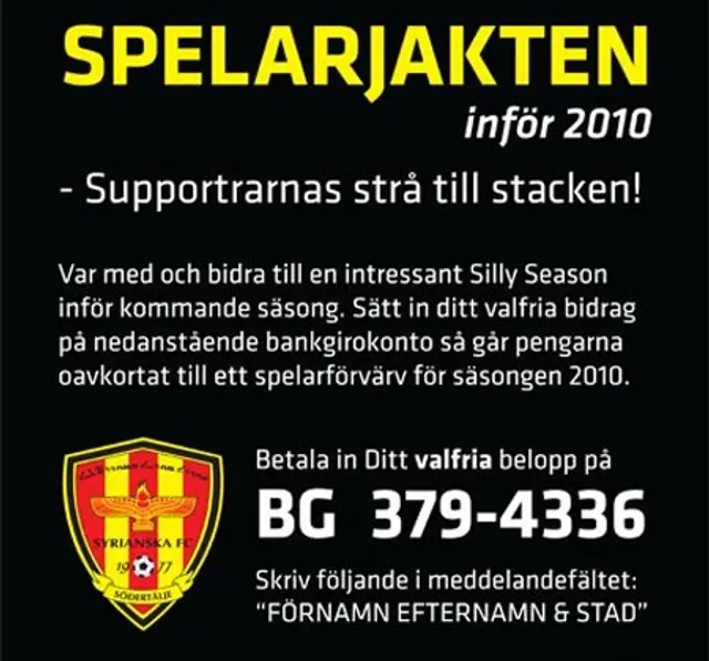 ST&Ouml;D SFC: Spelarjakten inf&ouml;r s&auml;song 2010