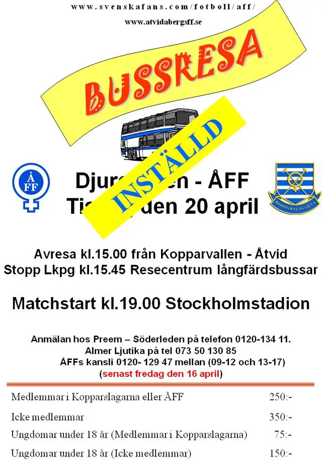 Bussresa till matchen mot Djurg&aring;rden *Inst&auml;lld*