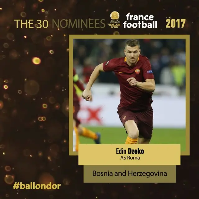 Edin Dzeko nominerad till Ballon d'Or. 