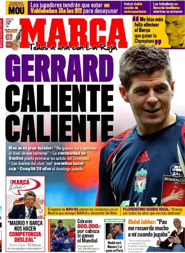 Marca: Steven Gerrard mycket n&auml;ra Real Madrid