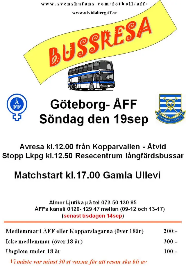 Busseresa till G&ouml;teborg(Viktigt information)