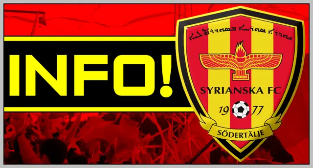 Info inför Syrianska FC - AIK på måndag!
