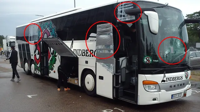 Spelarbussen vandaliserad i Halmstad