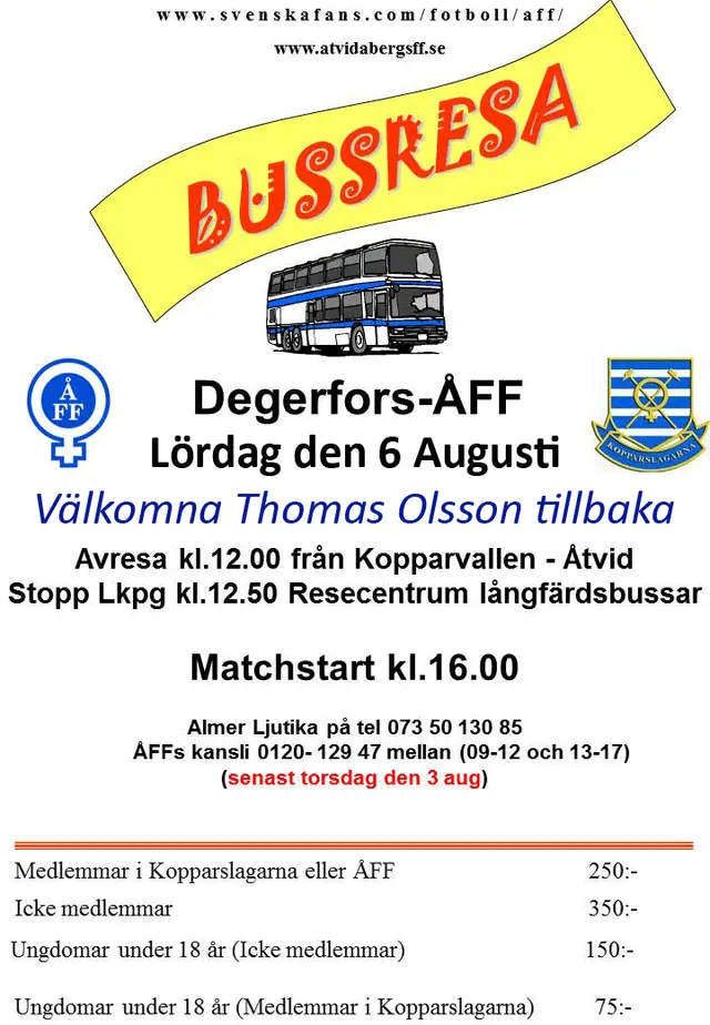 Bussresa till bortamatchen mot Degerfors 