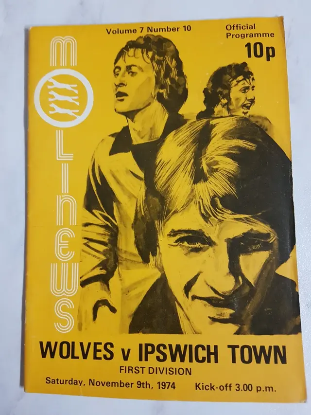 Wolves-Ipswich 2-1 den 9 november 1974