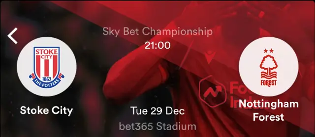 Inför Stoke City - Nottingham Forest