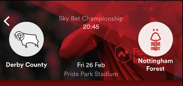 Inför Derby County - Nottingham Forest