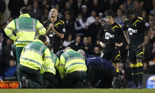 Spurs-Bolton avbruten - uppdatering: Fortsatt kritiskt för Muamba