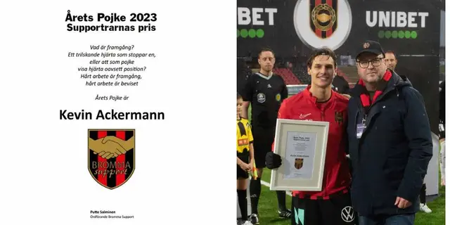 Kevin Ackermann är supportrarnas val till Årets Pojke 2023