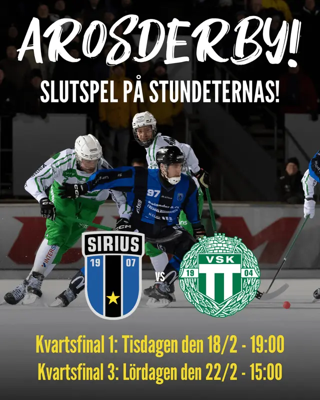 Kvartsfinaler på Studan den 18/2 kl. 19:00 och den 22/2 kl. 15:00