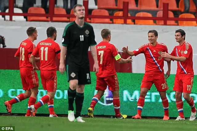 Ryssland 2 - 0 Nordirland. Enkel seger på bedrövlig gräsmatta