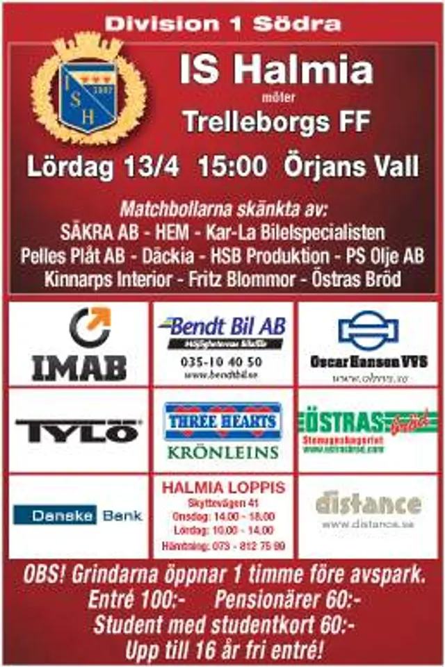 Inför seriepremiären IS Halmia - Trelleborgs FF