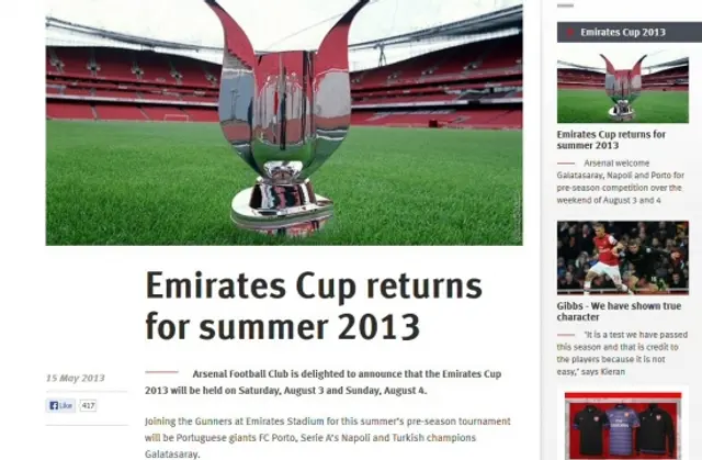 Programmet för Galatasaray i Emirates Cup