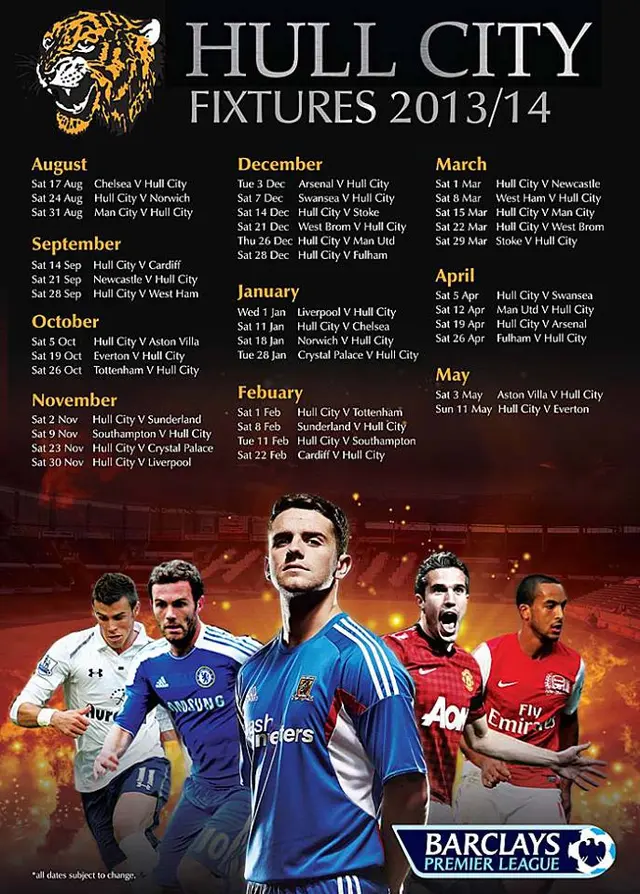 Hull Citys spelschema 2013/2014