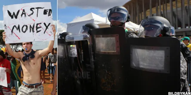 Demonstrationer kan stoppa Brasiliens match