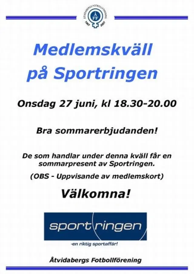 Medlemskv&auml;ll p&aring; Sportringen