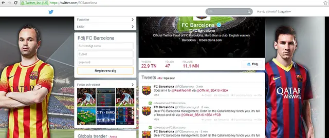 Barcelonas twitter hackat av Syrian Electronic Army