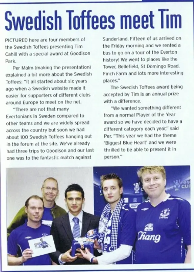 Swedish Toffees med i matchprogram