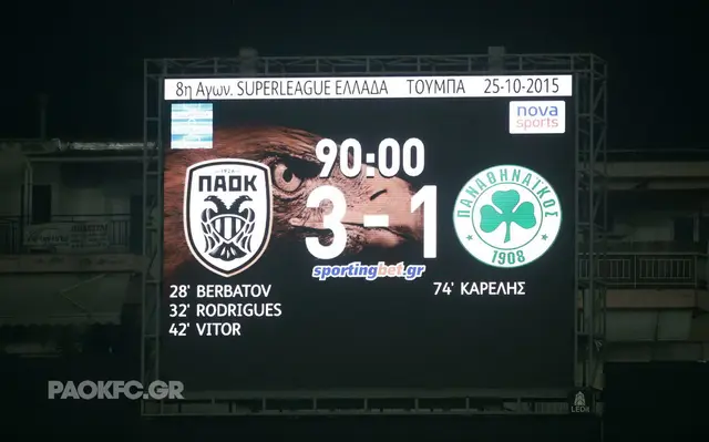 Matchrapport: PAOK - Panathinaikos 3-1