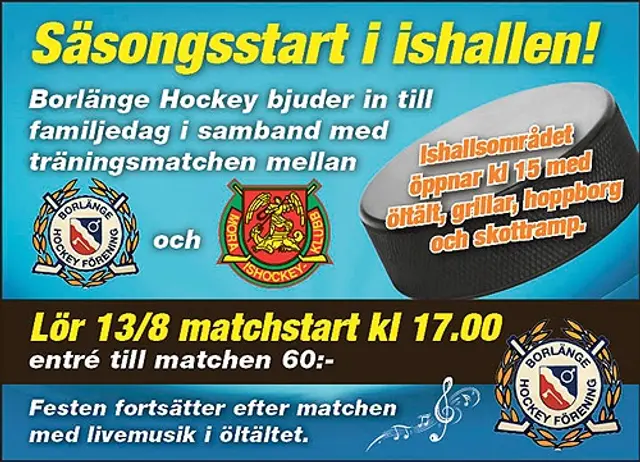 Träningsmatcherna startar med 2 hemmamatcher i helgen mot bl.a Mora IK