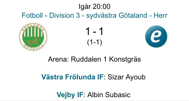 Bara oavgjort för Västra Frölunda