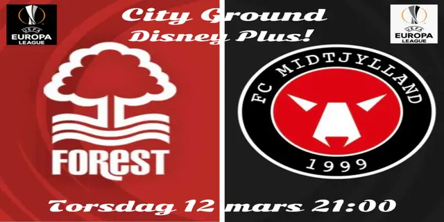 Nottingham Forest och FC Midtjylland möts i åttondelsfinalen av UEFA Europa League 2025/26